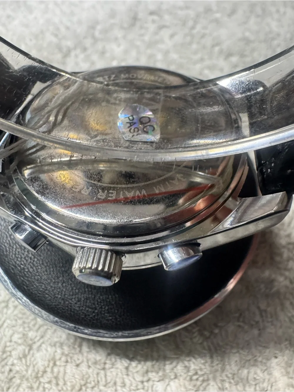 OLEVS Men’s Silver Dial Black Leather Strap Watch